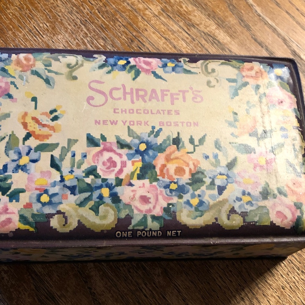 Vintage Schrafft's Floral Chocolate Tin - Pastel Multicolor